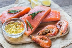 Raw salmon on the wooden board