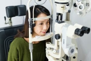 Woman is having eye exam