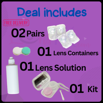 Buy 02 Pairs Lenses With Free Lens Solution, Kit & Free Home Delivery